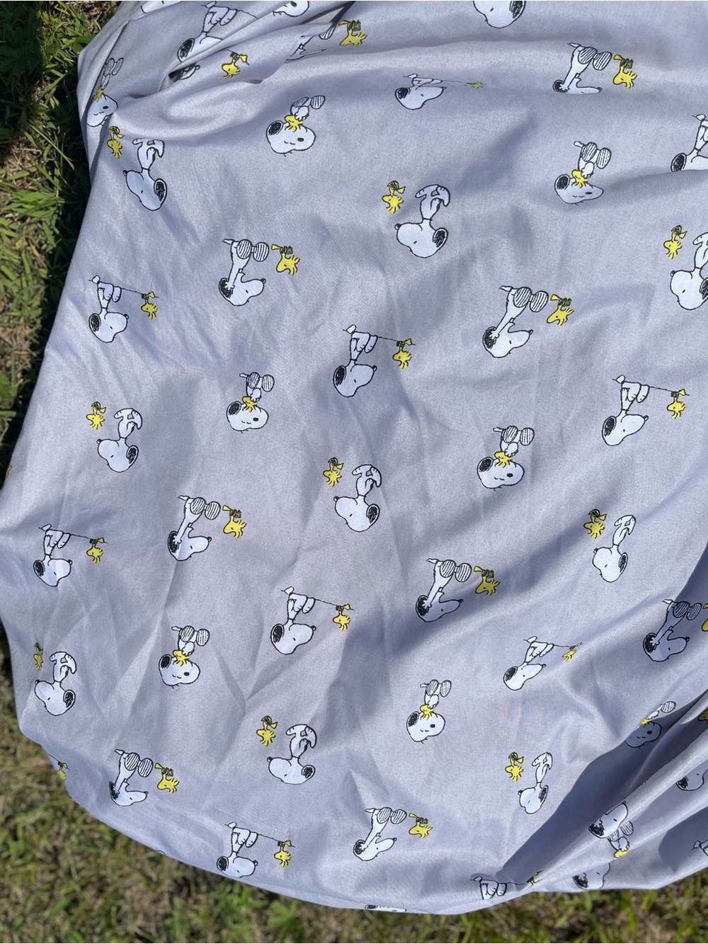 Berkshire Gray Snoopy & Woodstock Sheet with Yellow Accents